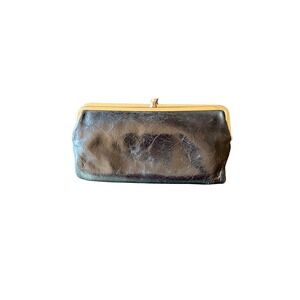 Hobo International Clutch Wallet Black Lauren Leather Kiss Lock Vintage Frame